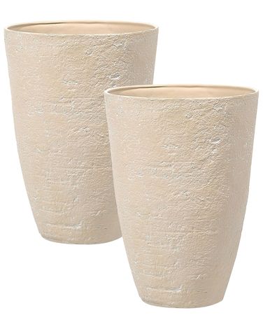 Set mit 2 Blumentöpfen CAMIA 51 cm Beige