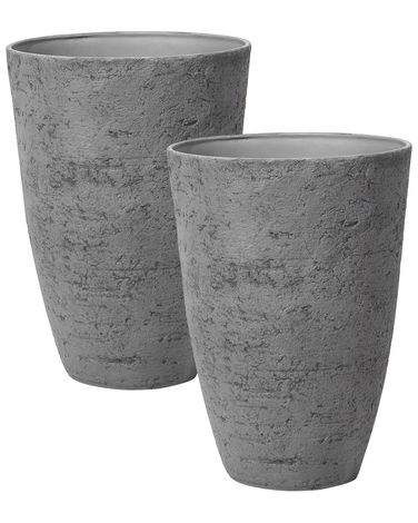 Set mit 2 Blumentöpfen CAMIA 51 cm Grau