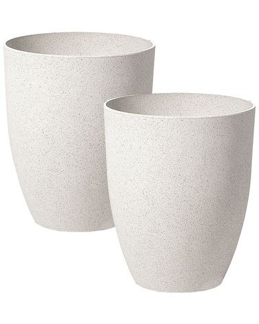 Set mit 2 Blumentöpfen CROTON 43 cm Cremeweiß
