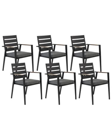 Set mit 6 Stühlen und Sitzkissen TAVIANO Metall Schwarz