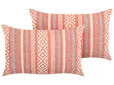 Dekokissen 2er Set INULA Baumwolle 30 x 50 cm Orange Geometrisches Muster