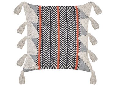 Throw Cushion BOUVARDIA Cotton 45 x 45 cm Grey Chevron Pattern