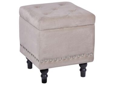 Pouf mit Stauraum LORETTO Samtstoff Beige
