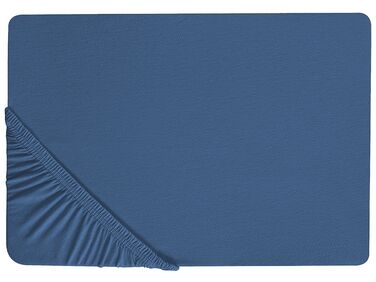 Fitted Sheet JANBU Cotton 140 x 200 cm Navy Blue