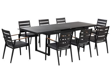 Garden Dining Set 8 Seater VALCANETTO/TAVIANO Black Metal with Cushions