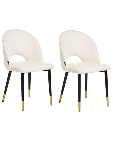 Esszimmerstuhl 2er Set MAGALIA Samtstoff Hellbeige