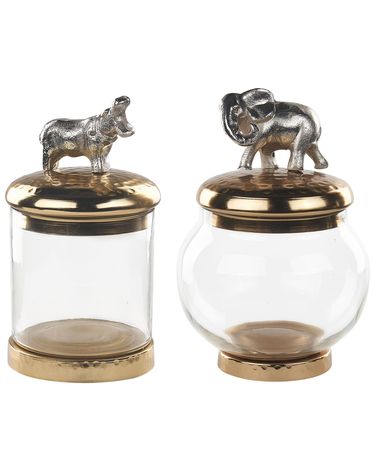 Schmuckkästchen 2er Set LAKI Glas Gold