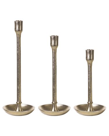 Kerzenständer 3er Set LIWUNG Metall 27/33/38 cm Gold