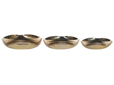 Dekotablett 3er Set UJUNG Metall Gold
