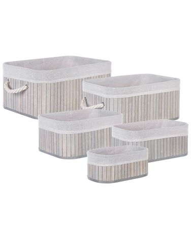 Aufbewahrungskorb 5er Set TALPE Bambus Grau