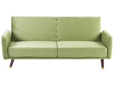 Schlafsofa 3-Sitzer SENJA Samtstoff Olivgrün