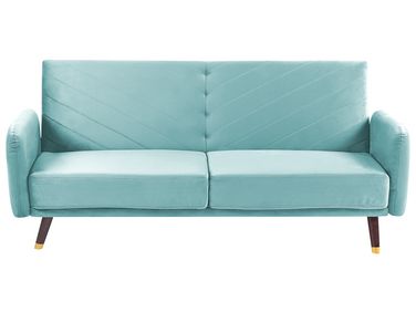 Schlafsofa 3-Sitzer SENJA Samtstoff Hellblau