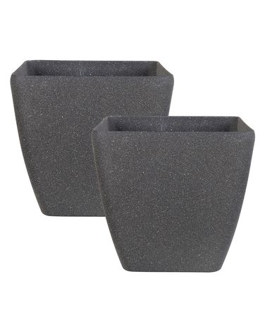 Set mit 2 Blumentöpfen ZELI 34 cm Dunkelgrau