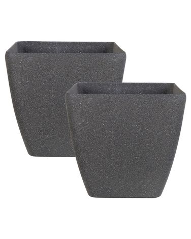 Set mit 2 Blumentöpfen ZELI 42 cm Dunkelgrau