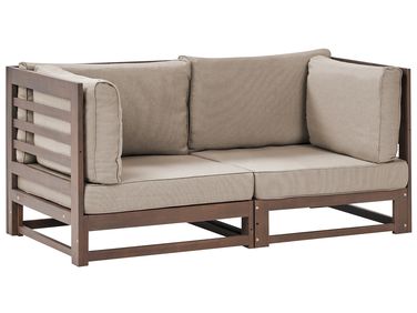 Gartensofa 2-Sitzer TRANI modular zertifiziertes Akazienholz Dunkelbraun