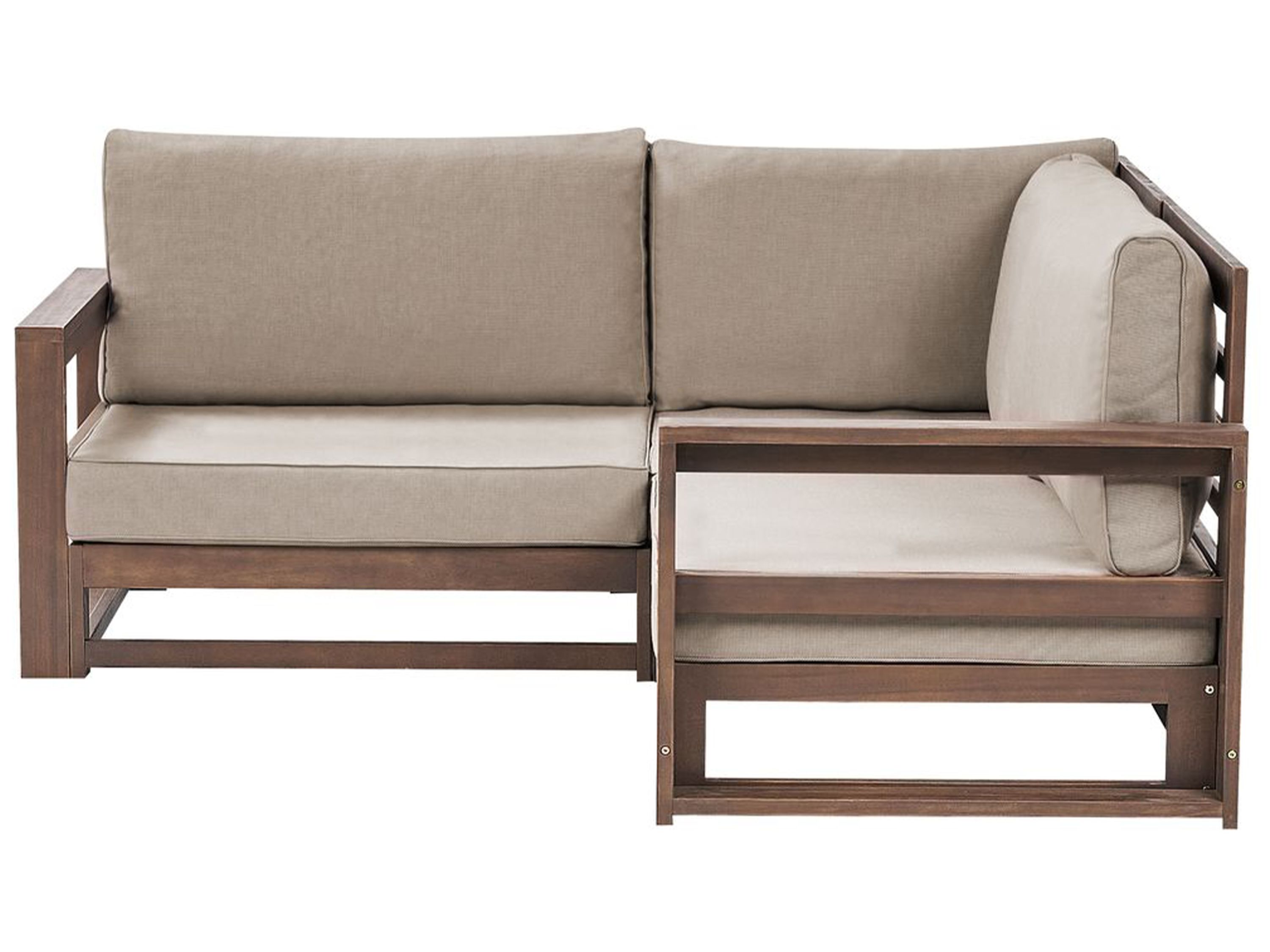 Garten Ecksofa 2-Sitzer TIMOR modular zertifiziertes Akazienholz Dunkelbraun