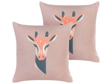 Dekokissen 2er Set CANDELABRA 45 x 45 cm Rosa Tiermuster