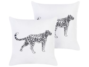 Dekokissen 2er Set MARULA Baumwolle 45 x 45 cm Weiß Tiermuster
