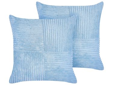 Dekokissen 2er Set MILLET Cord 43 x 43 cm Blau Geometrisches Muster