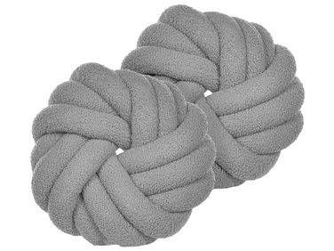 Dekokissen 2er Set AKOLA Bouclé 31 x 31 cm Grau Ohne Muster