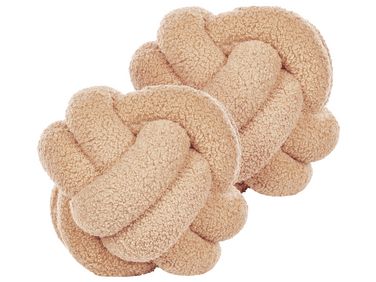 Dekokissen 2er Set MALNI Bouclé 19 x 19 cm Sandbeige Ohne Muster