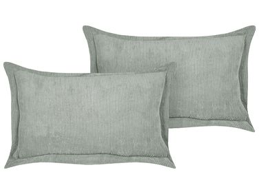 Dekokissen 2er Set ZINNIA Cord 47 x 27 cm Hellgrün Ohne Muster