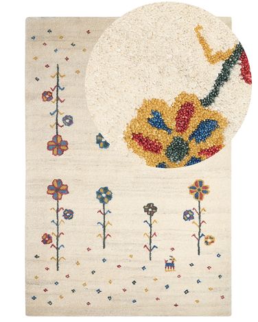 Teppich HUSUNLU Beige 140 x 200 cm Wolle Gabbeh