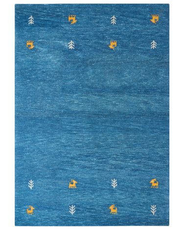 Teppich CALTI Dunkelblau 160 x 230 cm Wolle Gabbeh