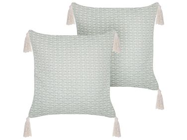 Dekokissen 2er Set HAKONE 42 x 42 cm Mintgrün Geometrisches Muster
