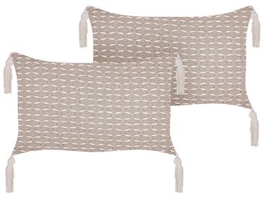 Dekokissen 2er Set HAKONE 45 x 25 cm Taupe Geometrisches Muster