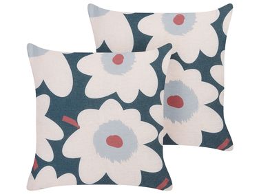 Dekokissen 2er Set SESBANIA 45 x 45 cm Bunt Blumenmuster