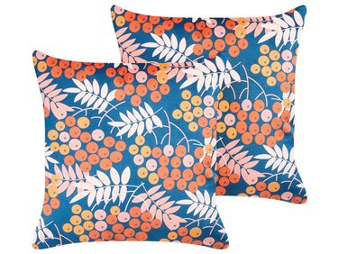 Dekokissen 2er Set SUMAC Samtstoff 45 x 45 cm Bunt Pflanzenmuster
