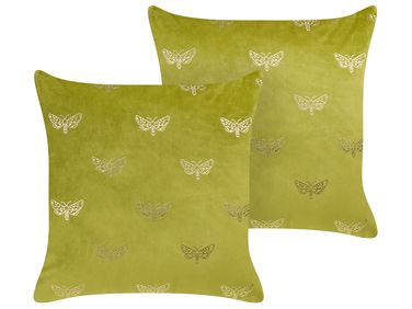 Dekokissen 2er Set YUZURI Samtstoff 45 x 45 cm Hellgrün Tiermuster