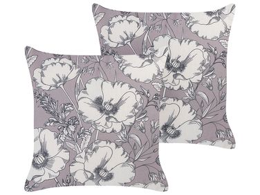 Dekokissen 2er Set SOPHORA 45 x 45 cm Grau Blumenmuster