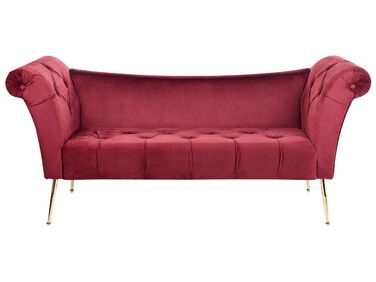 Chaiselongue NANTILLY Samtstoff Dunkelrot