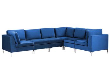 Modul Ecksofa 6-Sitzer EVJA linksseitig Marineblau Samtstoff