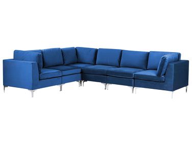 Modul Ecksofa 6-Sitzer EVJA rechtsseitig Marineblau Samtstoff