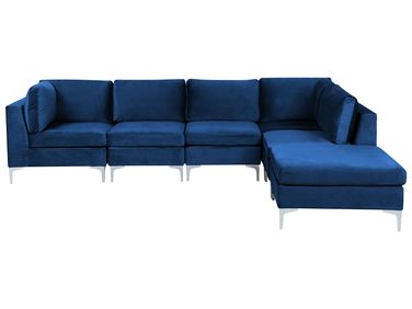 Modular Corner Sofa 5 Seater EVJA Left Hand Navy Blue Velvet with Ottoman