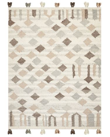 Teppich KAGHTSRASHEN Beige 160 x 230 cm Wolle Kelim
