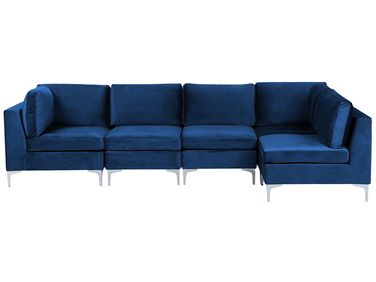 Modul Ecksofa 5-Sitzer EVJA linksseitig Marineblau Samtstoff