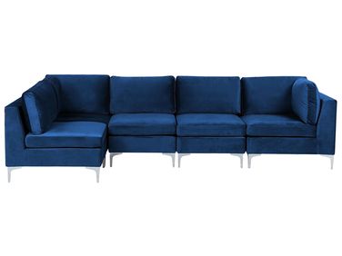 Modul Ecksofa 5-Sitzer EVJA rechtsseitig Marineblau Samtstoff