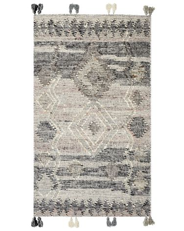 Teppich ARATASHEN Grau 80 x 150 cm Wolle Kelim