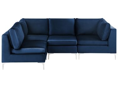 Modul Ecksofa 4-Sitzer EVJA rechtsseitig Marineblau Samtstoff