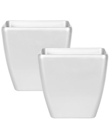Set mit 2 Blumentöpfen ASTRAS 50 cm Silber