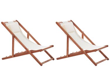 Set mit 2 klappbaren Liegestühlen AVELLINO mit Ersatzstoffen Akazienholz Dunkelbraun
