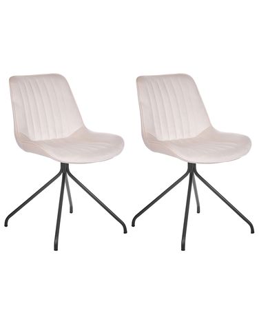 Esszimmerstuhl 2er Set NAVASOTA Samtstoff Beige