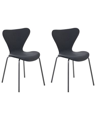 Esszimmerstuhl 2er Set BOONVILLE Samtstoff Schwarz
