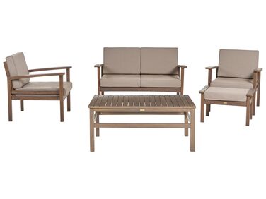 Garden Lounge Set with Table 4 Seater MANILA Dark Brown Certified Acacia Wood