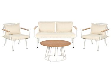 Garden Lounge Set with Table 4 Seater MONTESILVANO Light Beige Metal