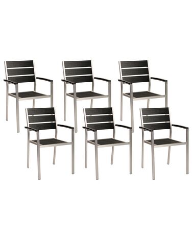 Gartenstuhl 6er Set VERNIO Schwarz / Silber